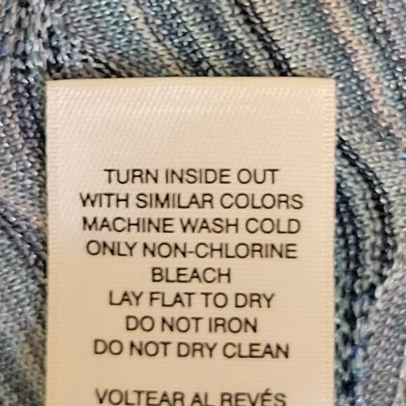 Chico's Easywear Size 3/XL Wavy Textured Cardigan 3/4 Sleeve V-Neck Soft Blue - Picture 15 of 15